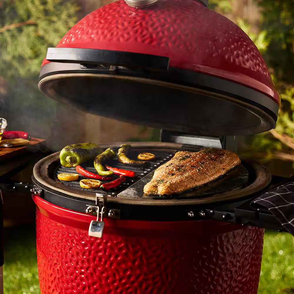 Classic Joe III 18 In. Charcoal Grill in Red with Cart, Side Shelves, Grate Gripper, and Ash Tool