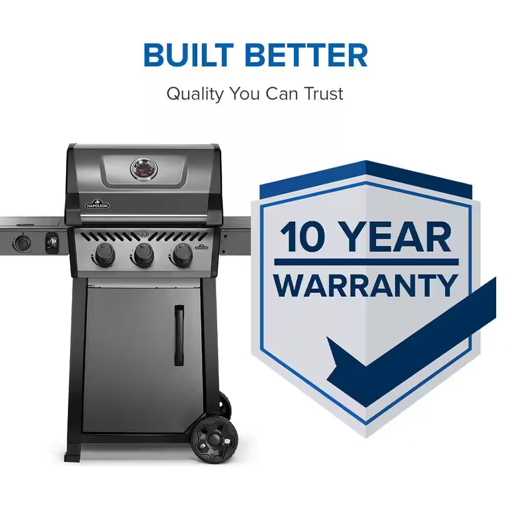 Freestyle 425 4-Burner Propane Gas Grill with Range Side Burner in Graphite Grey