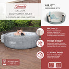 Coleman Saluspa Sicily Airjet Inflatable Hot Tub with 180 Soothing Jets, Gray