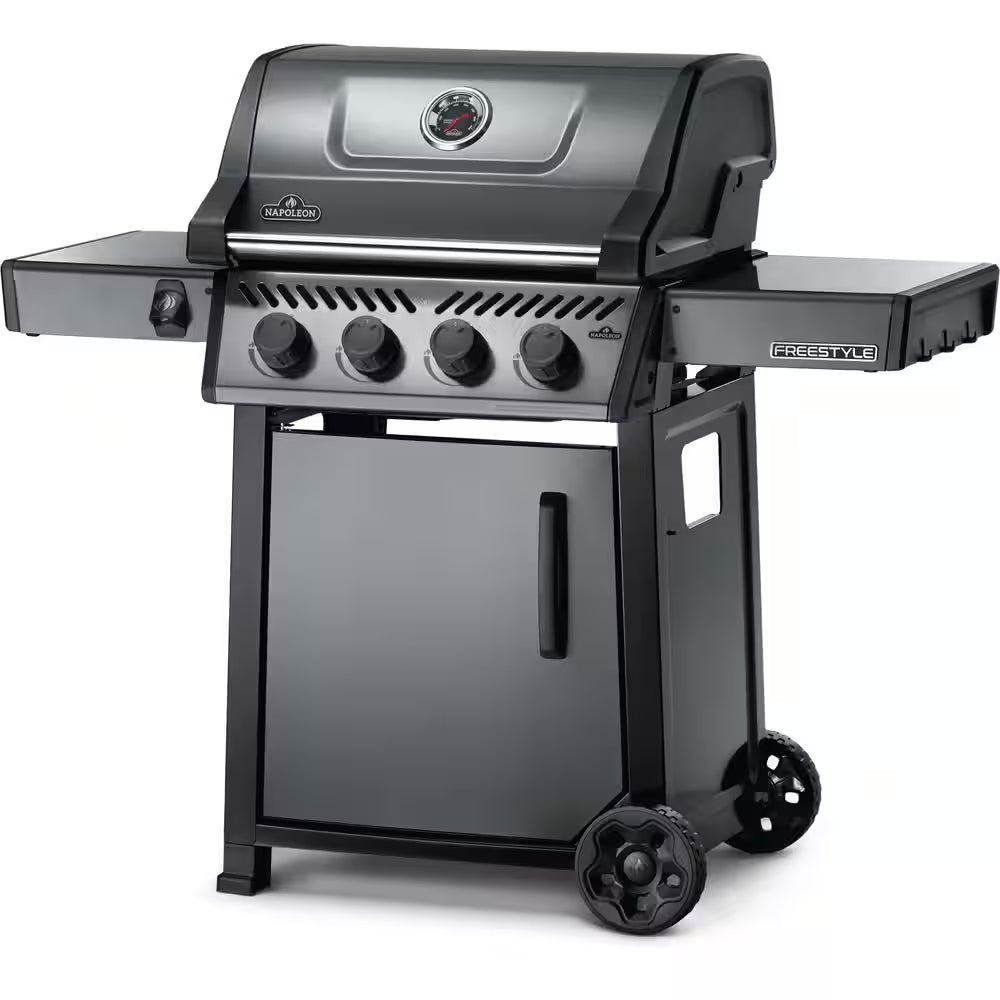 Freestyle 425 4-Burner Propane Gas Grill with Range Side Burner in Graphite Grey