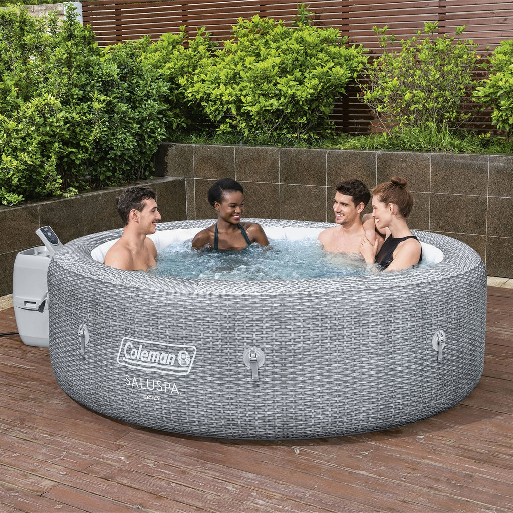 Coleman Saluspa Sicily Airjet Inflatable Hot Tub with 180 Soothing Jets, Gray