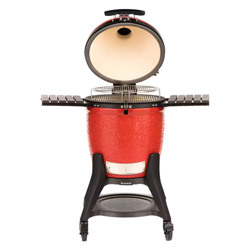 Classic Joe III 18 In. Charcoal Grill in Red with Cart, Side Shelves, Grate Gripper, and Ash Tool
