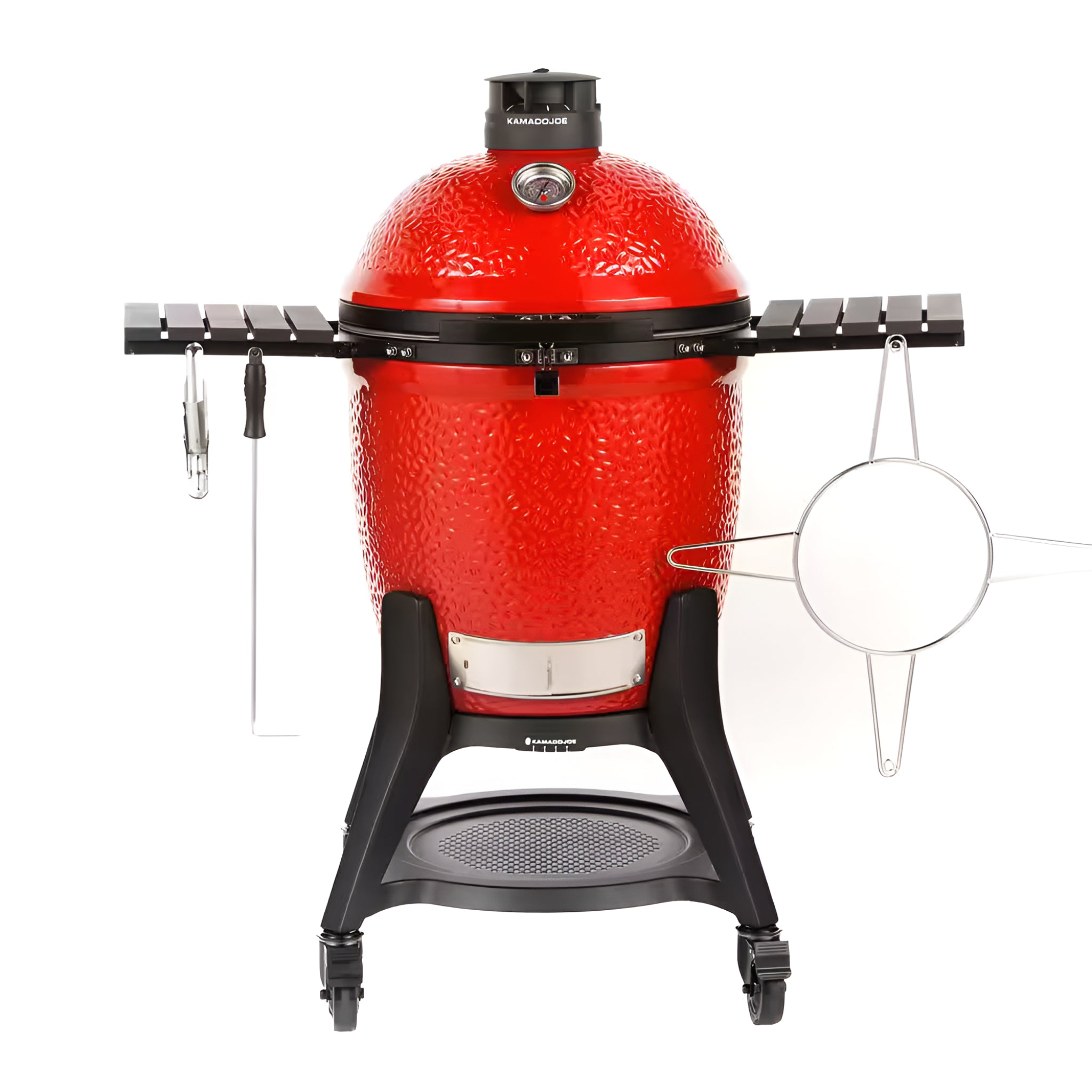 Classic Joe III 18 In. Charcoal Grill in Red with Cart, Side Shelves, Grate Gripper, and Ash Tool