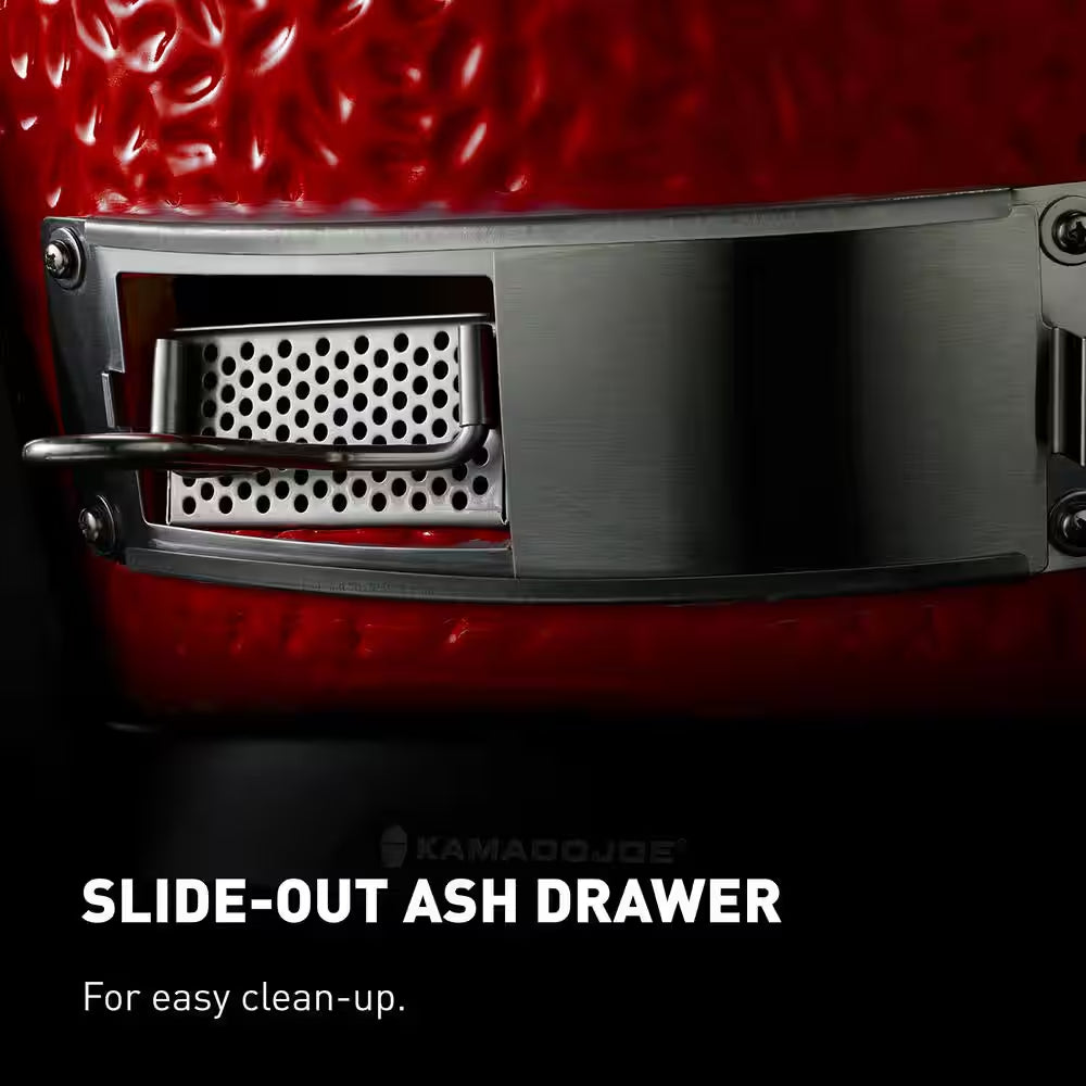 Classic Joe III 18 In. Charcoal Grill in Red with Cart, Side Shelves, Grate Gripper, and Ash Tool