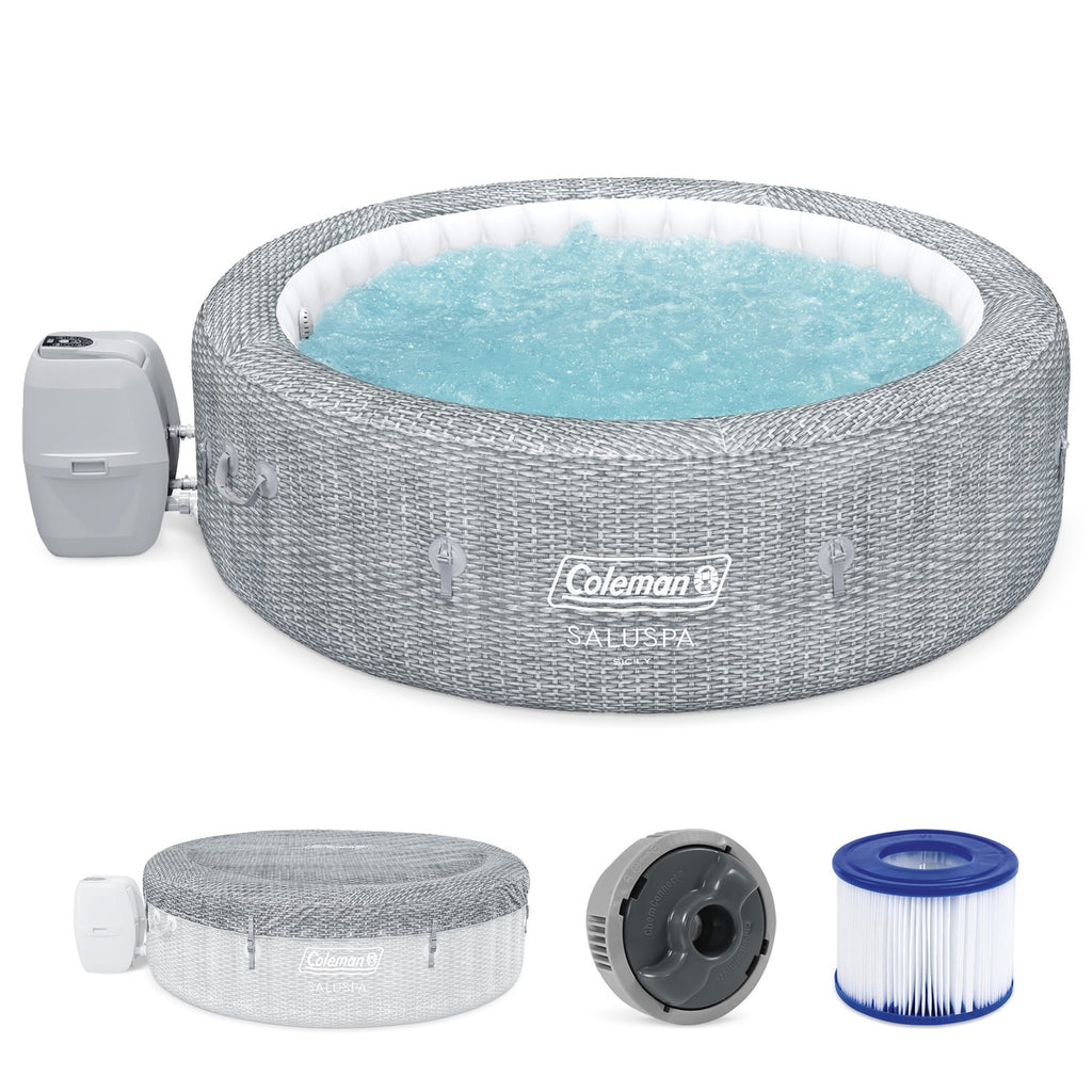 Coleman Saluspa Sicily Airjet Inflatable Hot Tub with 180 Soothing Jets, Gray
